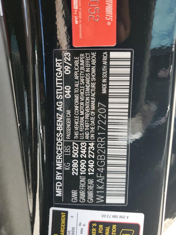 2024 Mercedes-Benz C 300 VIN: W1KAF4GB2RR172207 Lot: 80574365