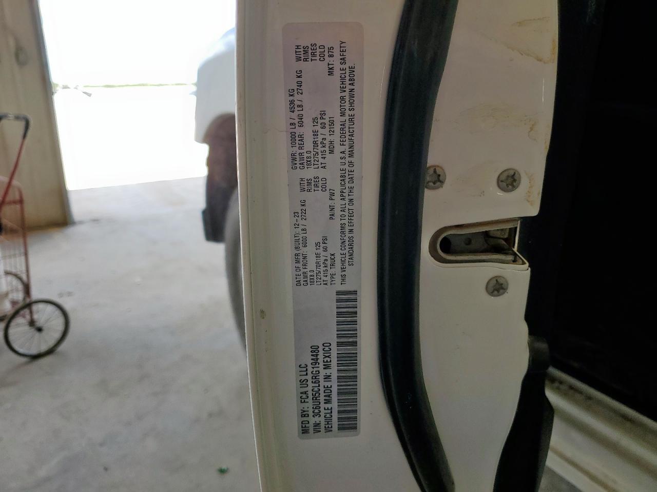 2024 Ram 2500 Tradesman VIN: 3C6UR5CL6RG194480 Lot: 69417355