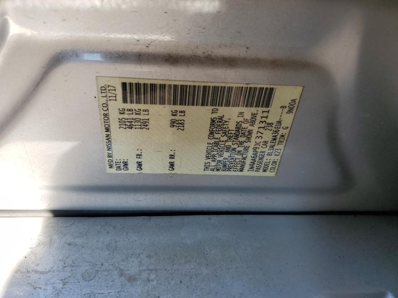 2018 Nissan Maxima 3.5S VIN: 1N4AA6AP9JC371311 Lot: 69478795