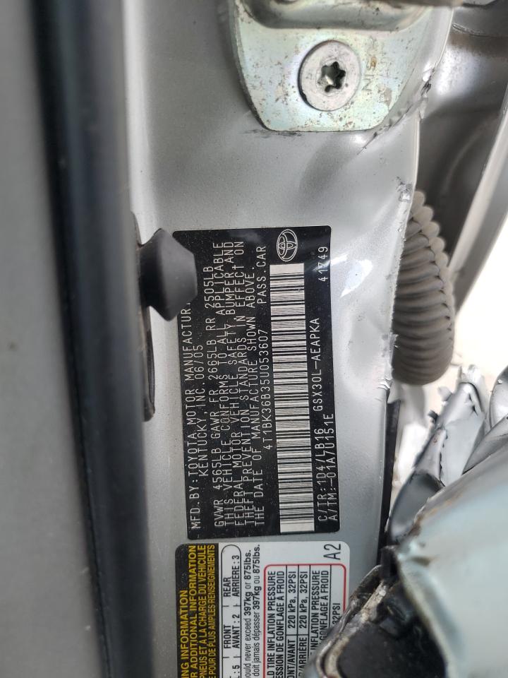 2005 Toyota Avalon Xl VIN: 4T1BK36B35U053607 Lot: 67527415