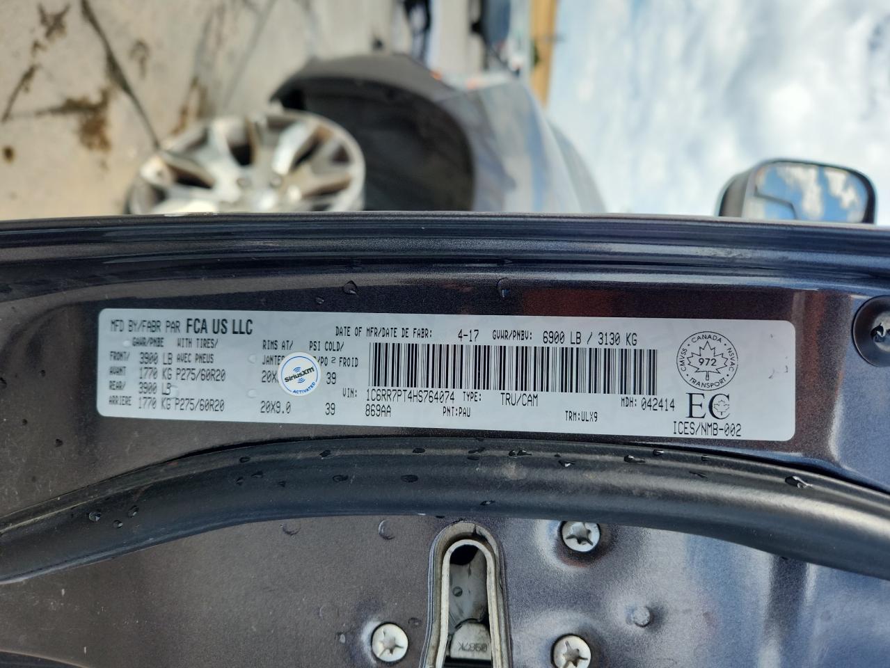 2017 Ram 1500 Longhorn VIN: 1C6RR7PT4HS764074 Lot: 70755515