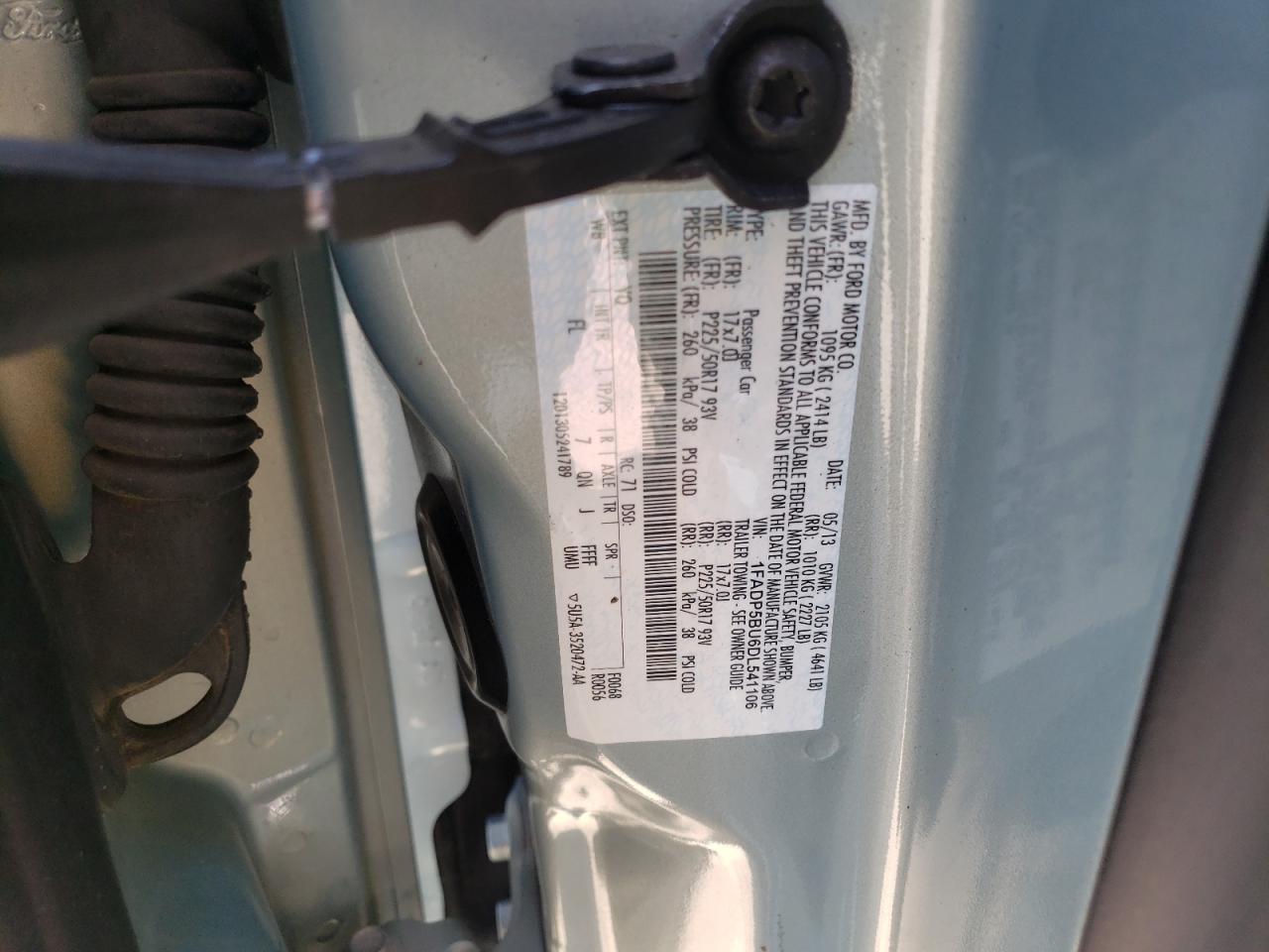 2013 Ford C-Max Sel VIN: 1FADP5BU6DL541106 Lot: 70747485
