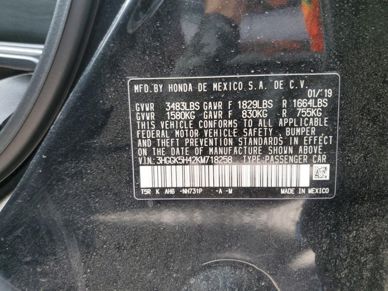 2019 Honda Fit Lx VIN: 3HGGK5H42KM718258 Lot: 69761845