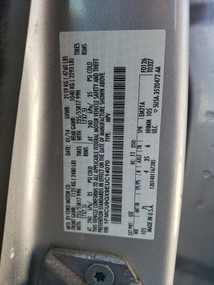2014 Ford Escape Se VIN: 1FMCU9GX9EUC14070 Lot: 69188675