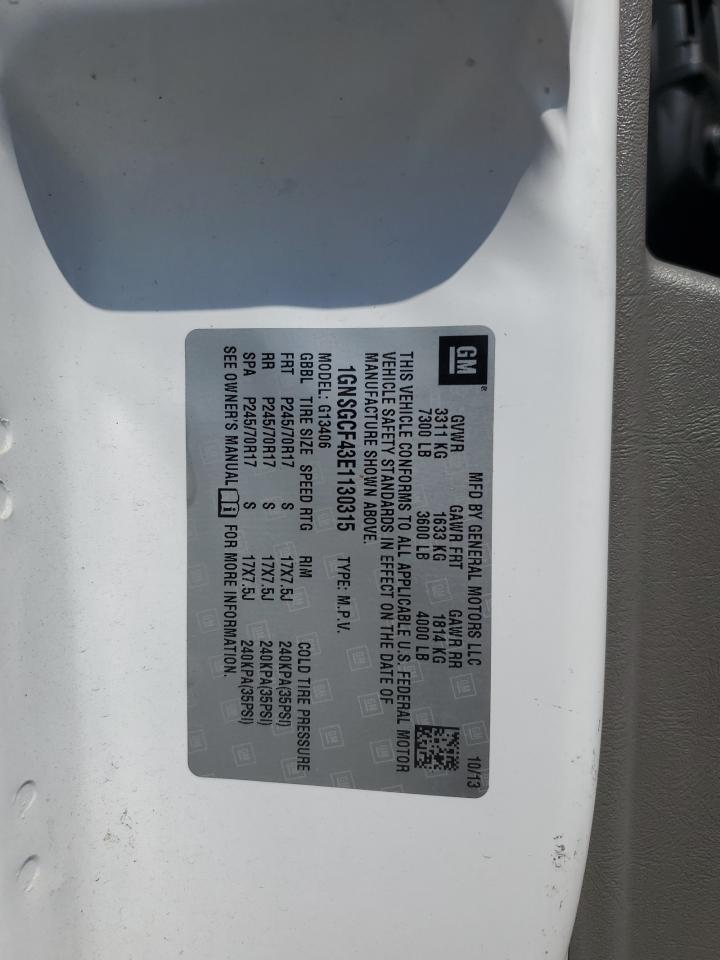 2014 Chevrolet Express G1500 Lt VIN: 1GNSGCF43E1130315 Lot: 69969665