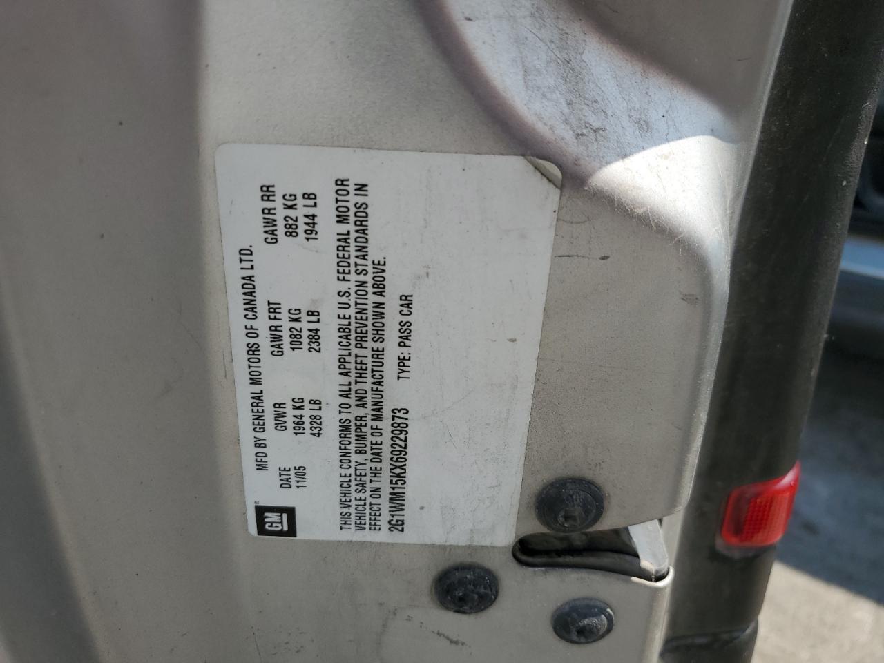 2006 Chevrolet Monte Carlo Lt VIN: 2G1WM15KX69229873 Lot: 67647105