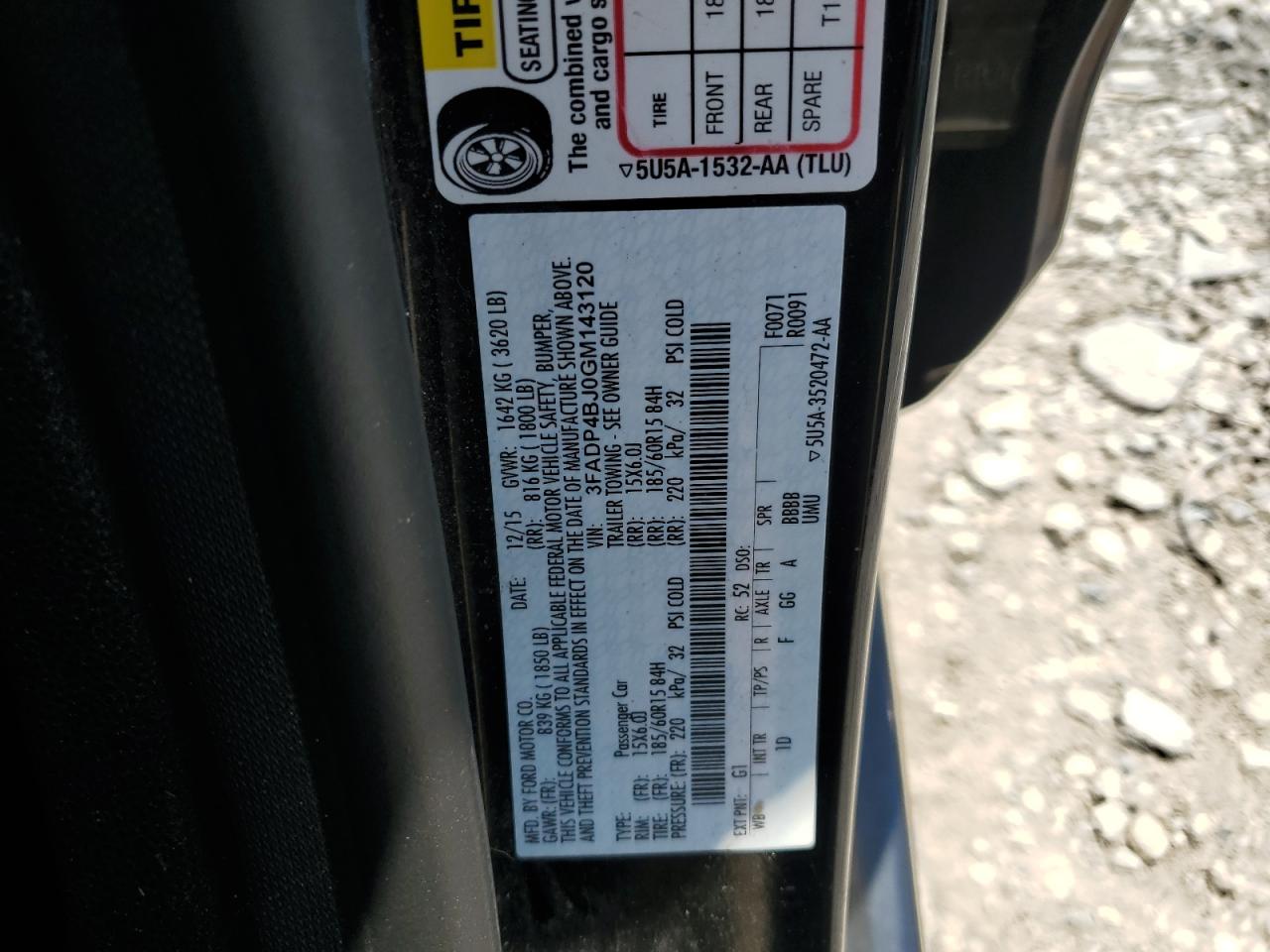 3FADP4BJ0GM143120 2016 Ford Fiesta Se