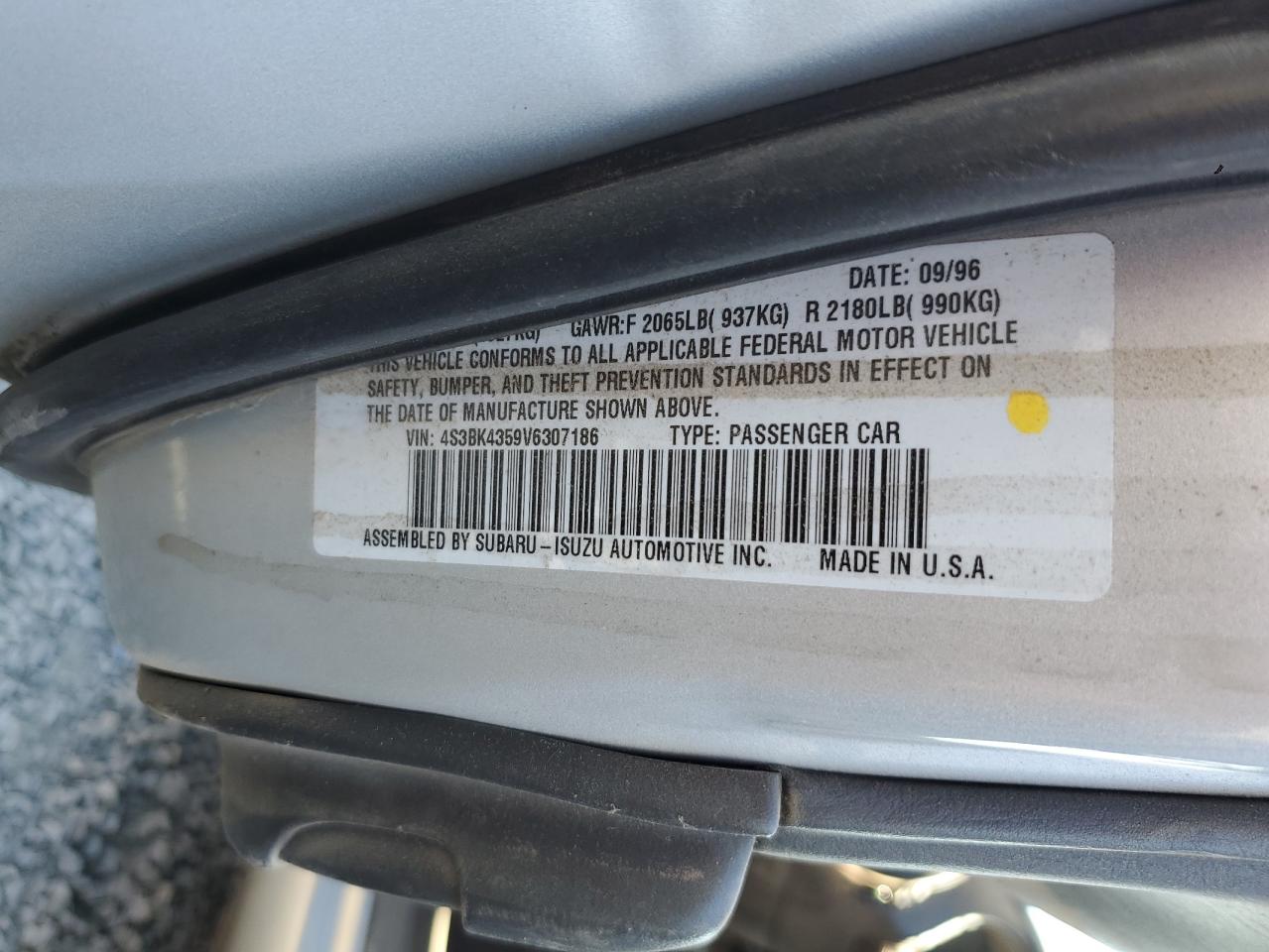 1997 Subaru Legacy L VIN: 4S3BK4359V6307186 Lot: 68880905