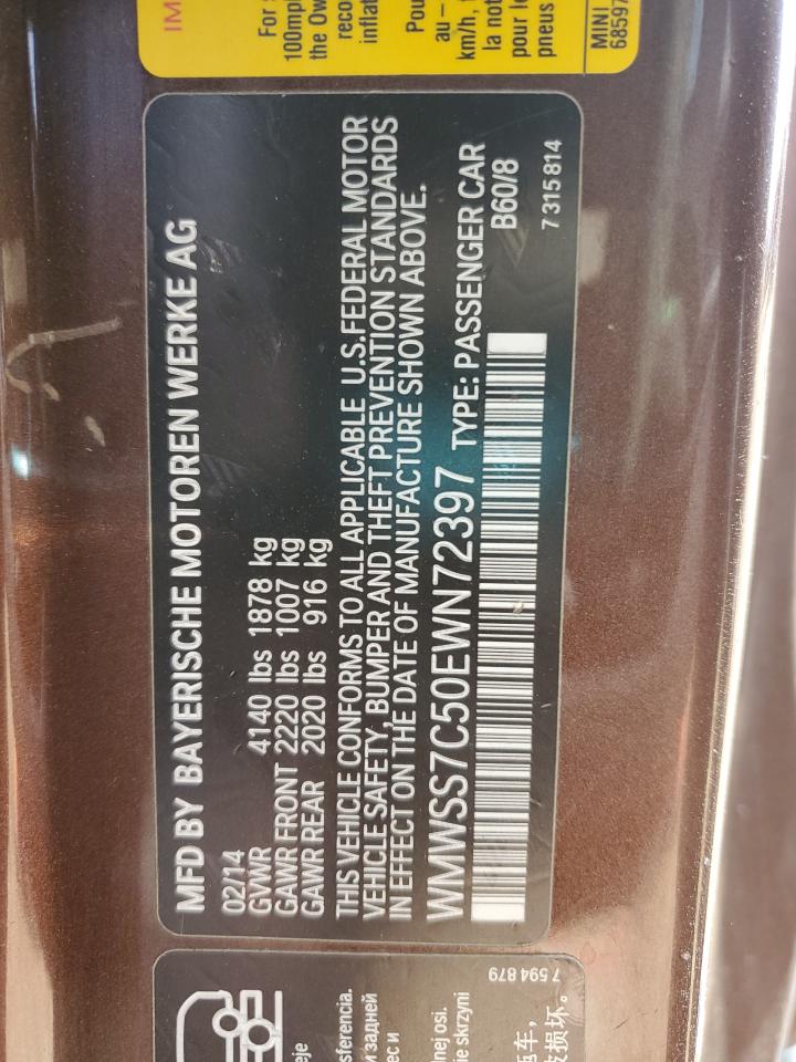 2014 Mini Cooper S Paceman VIN: WMWSS7C50EWN72397 Lot: 70323605