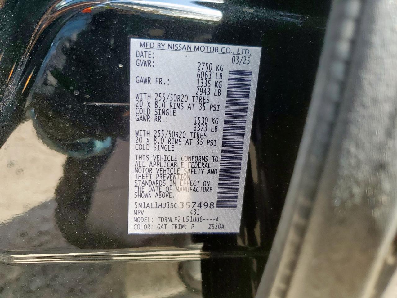 2025 Infiniti Qx60 Autograph VIN: 5N1AL1HU3SC357498 Lot: 68749815