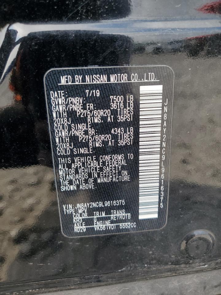 2020 Nissan Armada Sv VIN: JN8AY2NC9L9616375 Lot: 66728435