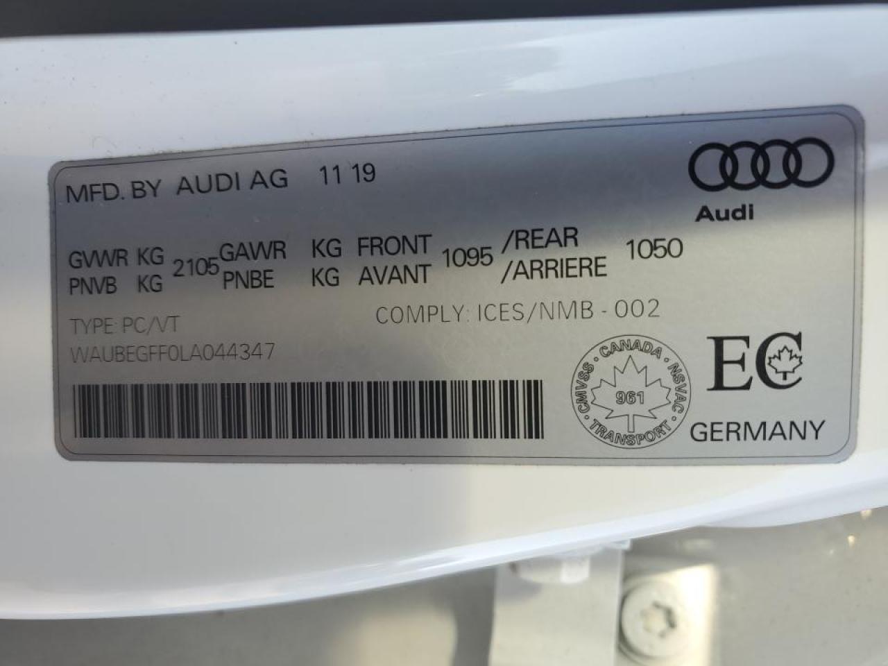 2020 Audi A3 S-Line Premium VIN: WAUBEGFF0LA044347 Lot: 70424555