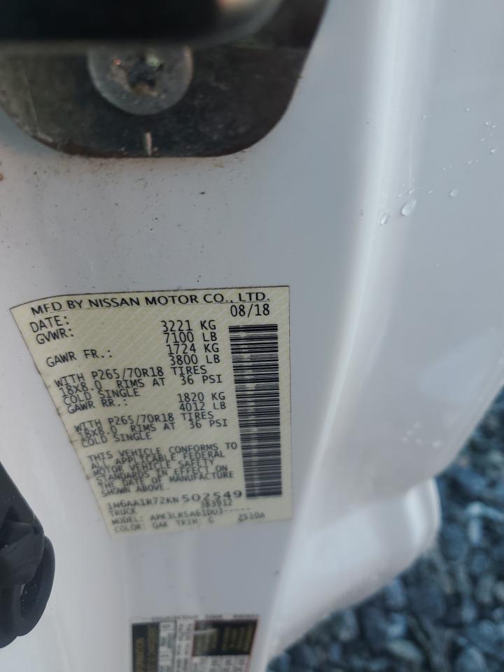 2019 Nissan Titan S VIN: 1N6AA1R72KN502549 Lot: 68944425