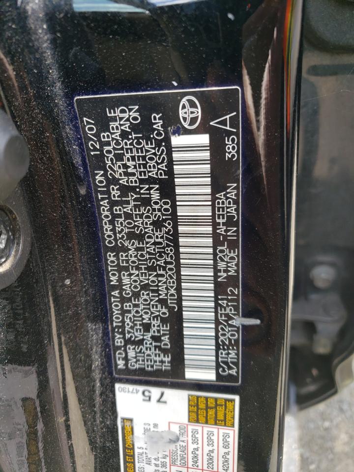 2008 Toyota Prius VIN: JTDKB20U587736100 Lot: 70011885