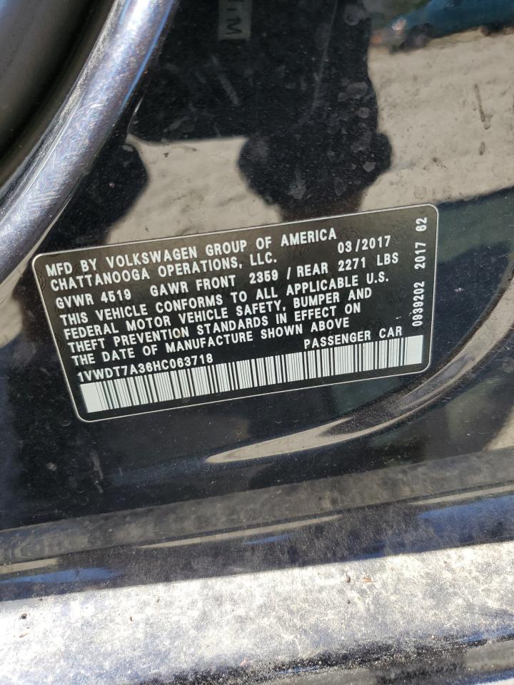 2017 Volkswagen Passat R-Line VIN: 1VWDT7A36HC063718 Lot: 70222725