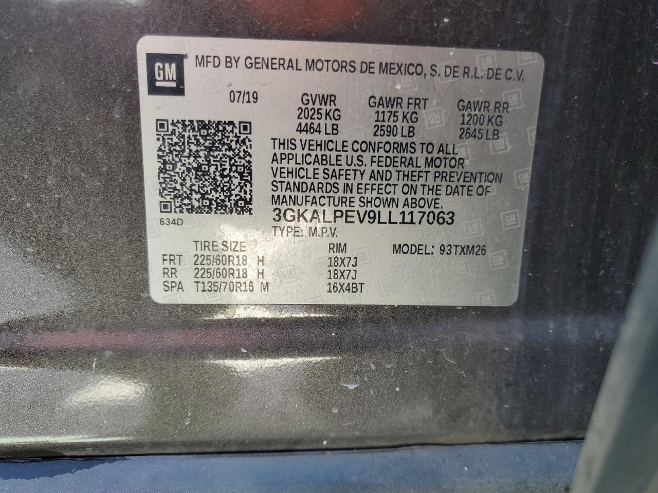 2020 GMC Terrain Slt VIN: 3GKALPEV9LL117063 Lot: 68706475