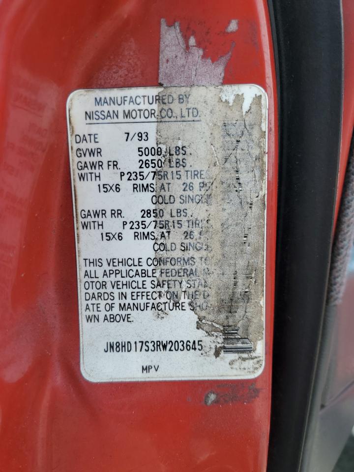 1994 Nissan Pathfinder Xe VIN: JN8HD17S3RW203645 Lot: 69657735