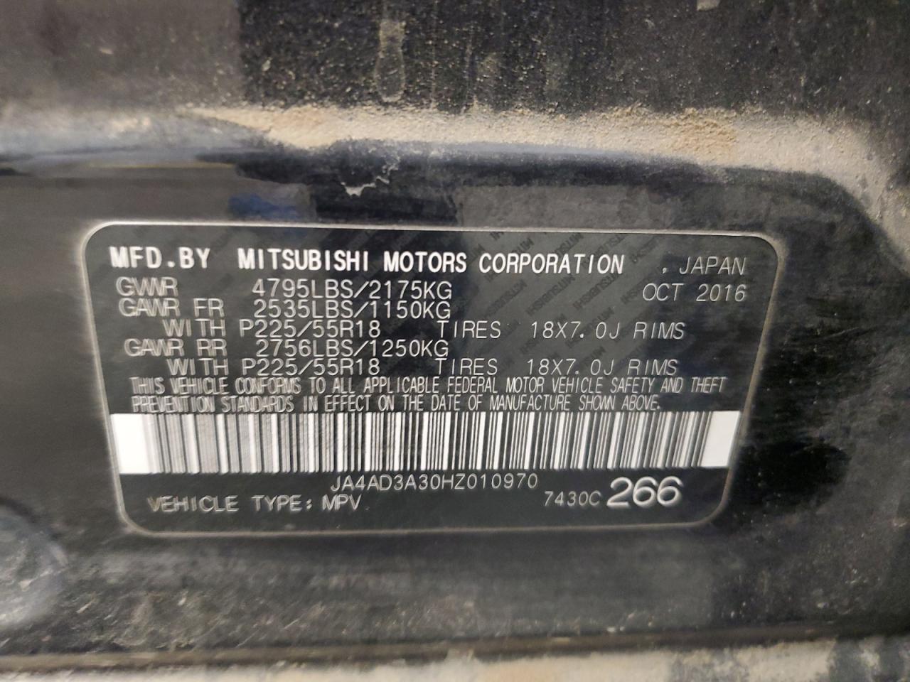 2017 Mitsubishi Outlander Se VIN: JA4AD3A30HZ010970 Lot: 67639465