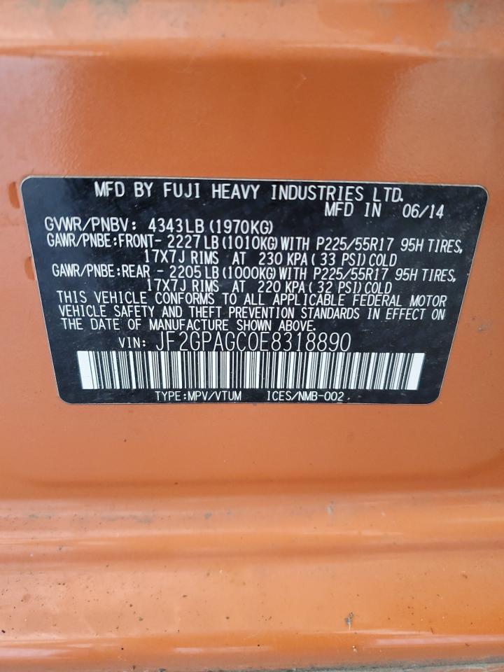 2014 Subaru Xv Crosstrek 2.0 Limited VIN: JF2GPAGC0E8318890 Lot: 68295515