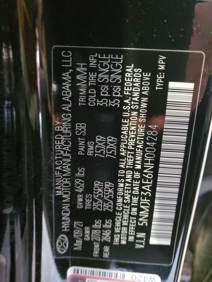 2022 Hyundai Tucson Sel VIN: 5NMJF3AE6NH004284 Lot: 70258035