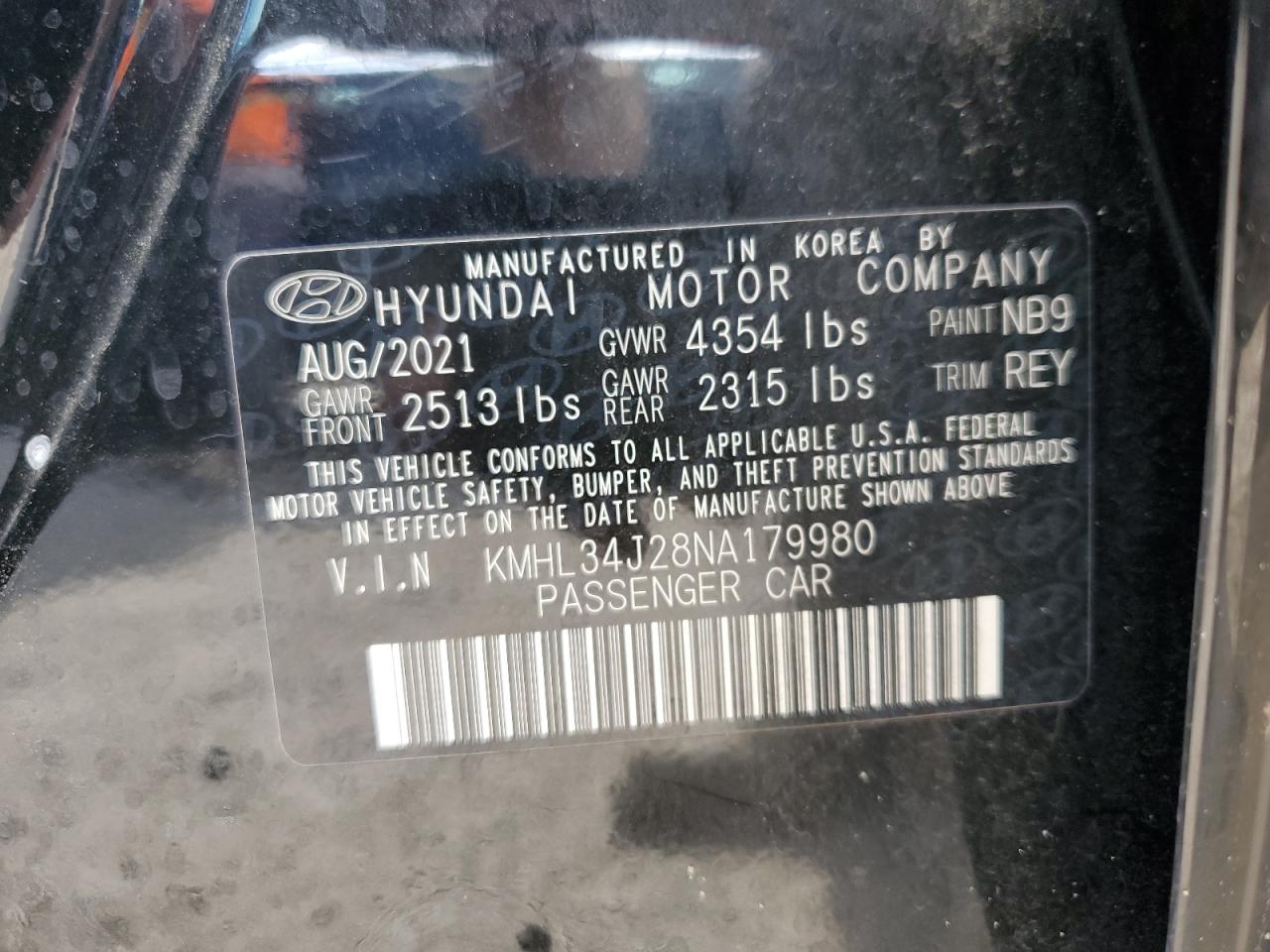 2022 Hyundai Sonata Limited VIN: KMHL34J28NA179980 Lot: 67242445
