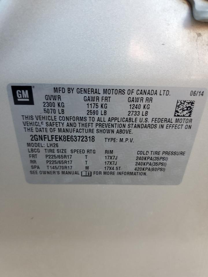 2014 Chevrolet Equinox Lt VIN: 2GNFLFEK8E6372318 Lot: 69488895