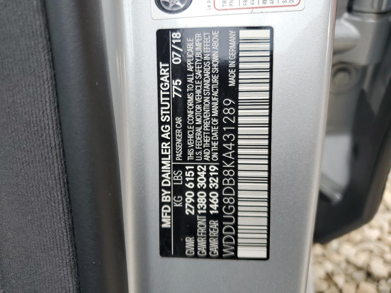 2019 Mercedes-Benz S 560 VIN: WDDUG8DB8KA431289 Lot: 67288095