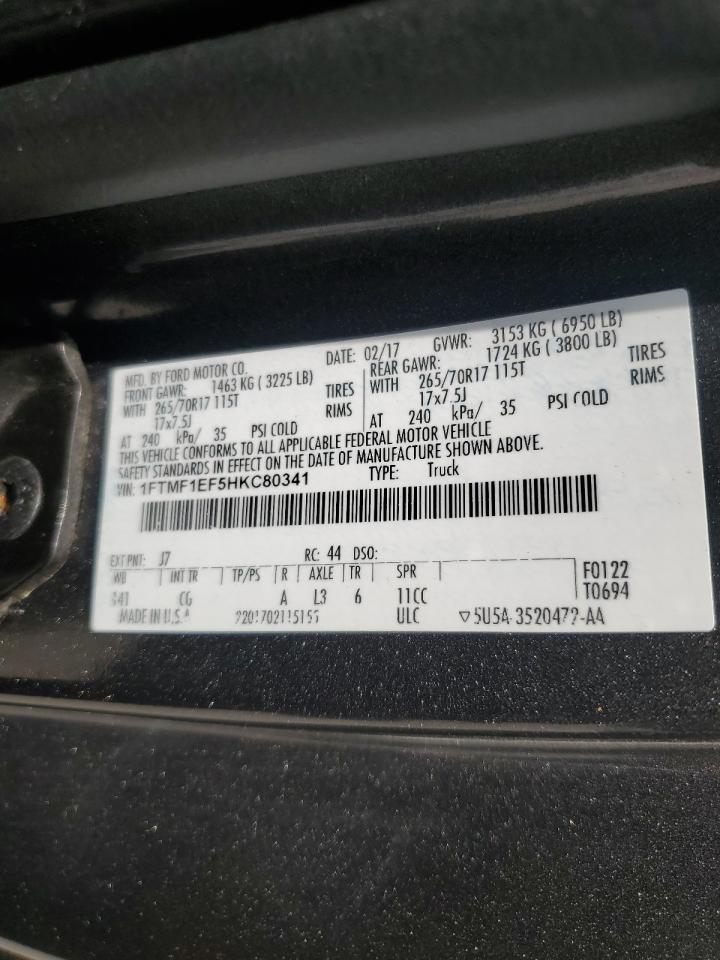 2017 Ford F150 VIN: 1FTMF1EF5HKC80341 Lot: 67580865