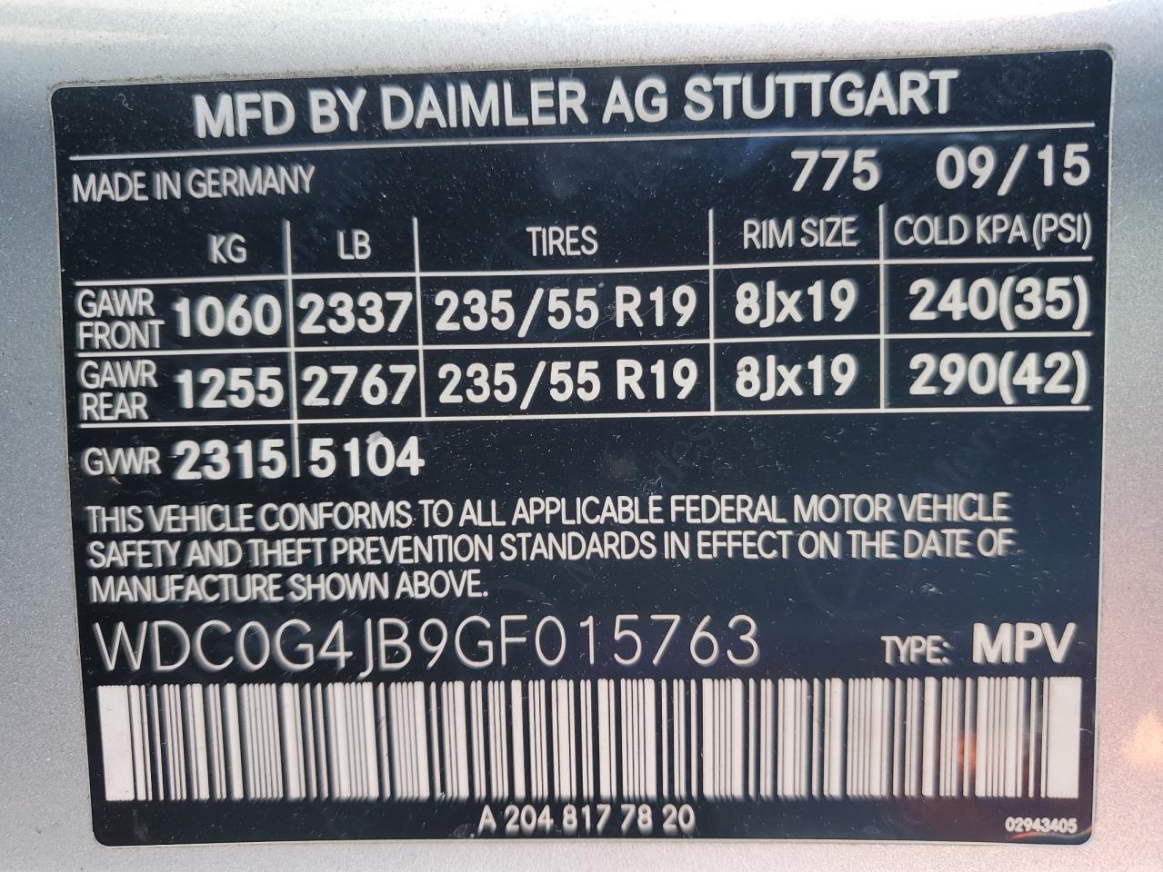 Фото: WDC0G4JB9GF015763