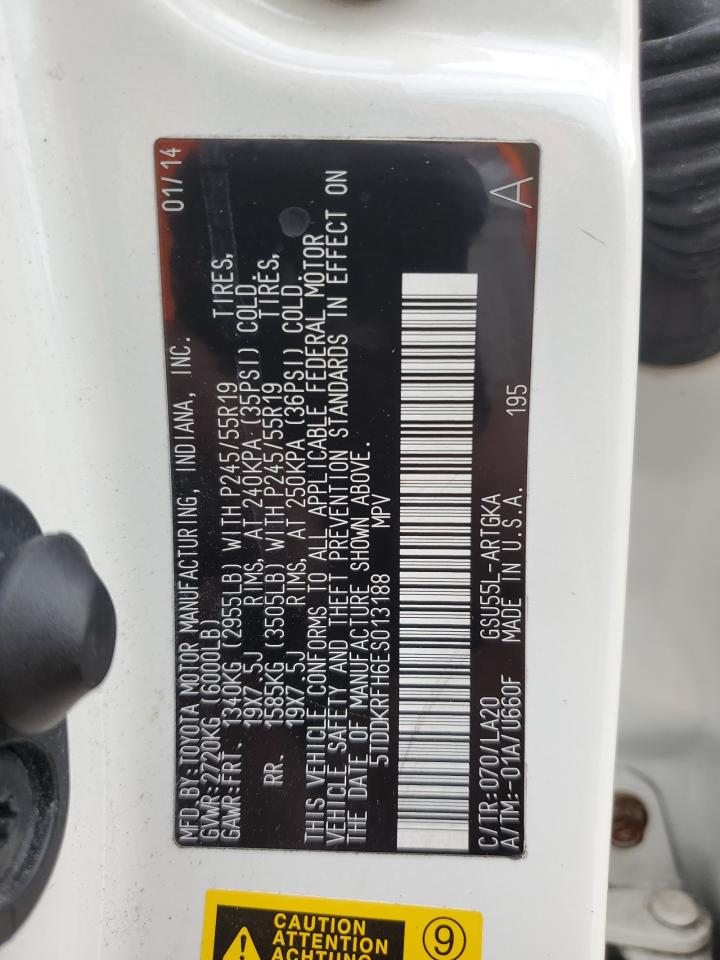 2014 Toyota Highlander Limited VIN: 5TDDKRFH6ES013188 Lot: 69378585