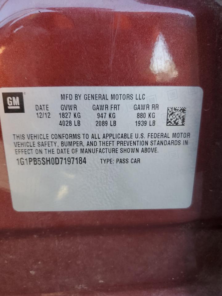 2013 Chevrolet Cruze Ls VIN: 1G1PB5SH0D7197184 Lot: 68152675