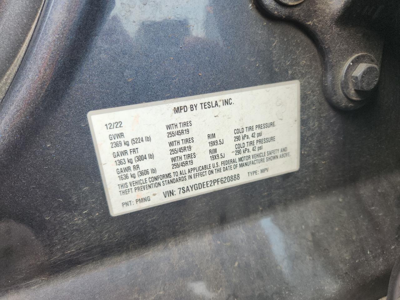 2023 Tesla Model Y VIN: 7SAYGDEE2PF620888 Lot: 70499035