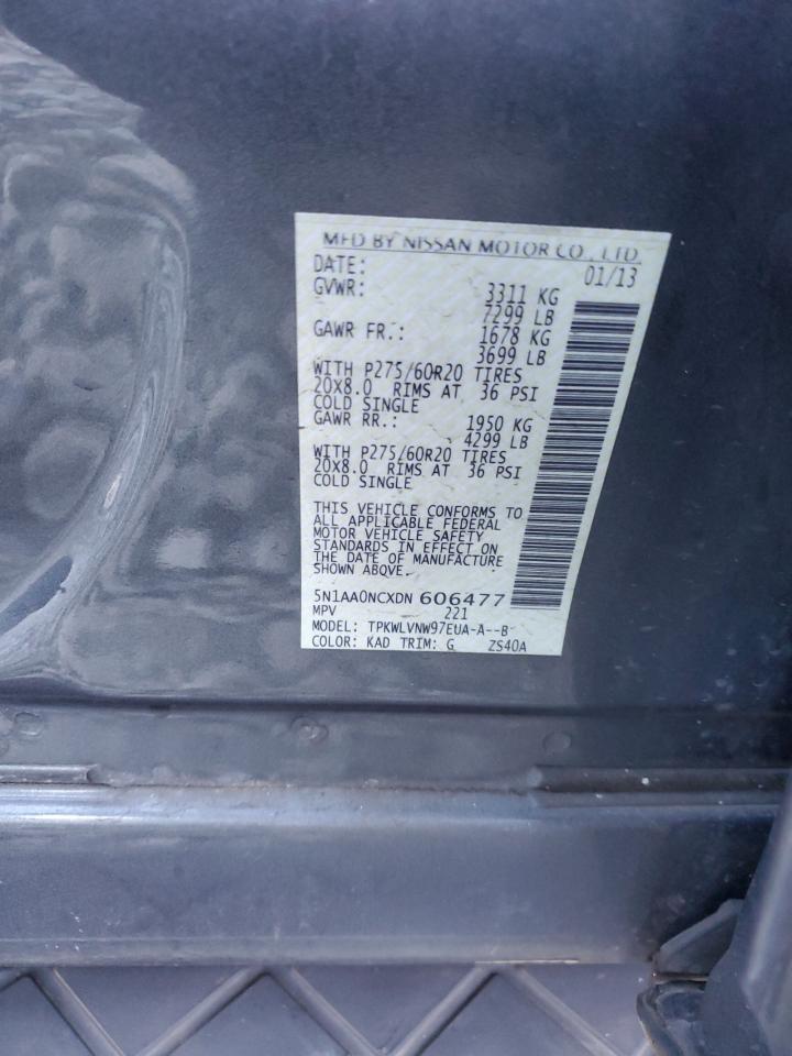 2013 Nissan Armada Sv VIN: 5N1AA0NCXDN606477 Lot: 70421405