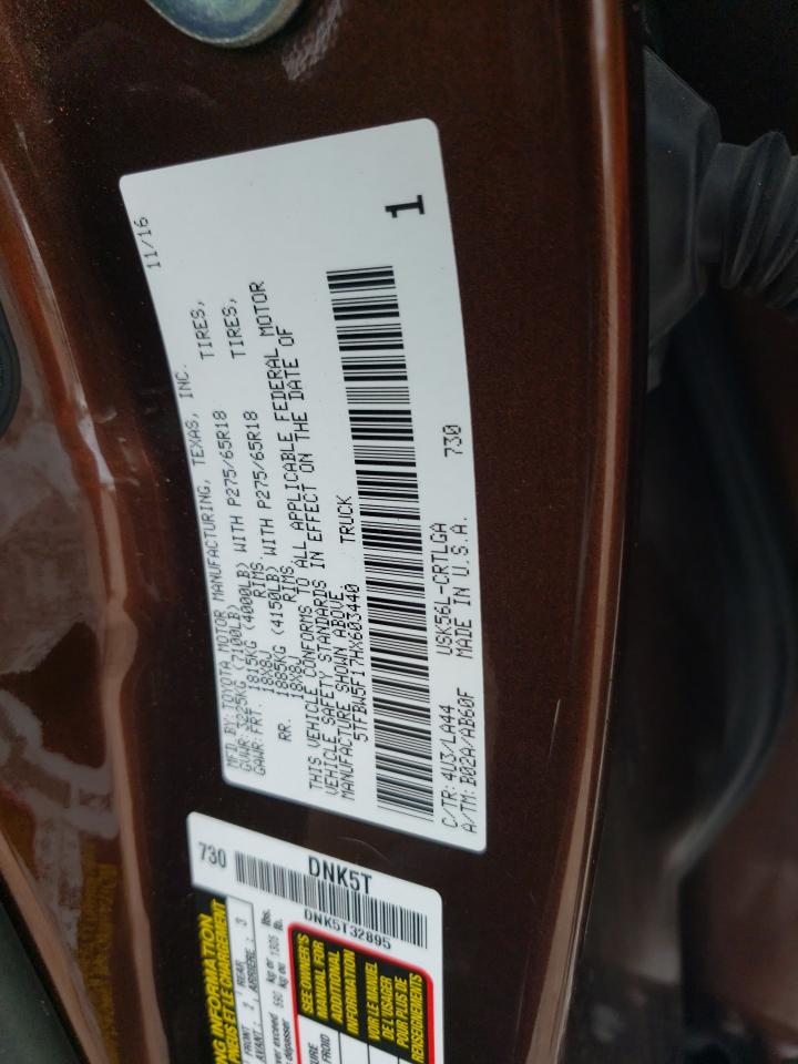 2017 Toyota Tundra Double Cab Limited VIN: 5TFBW5F17HX603440 Lot: 67342995