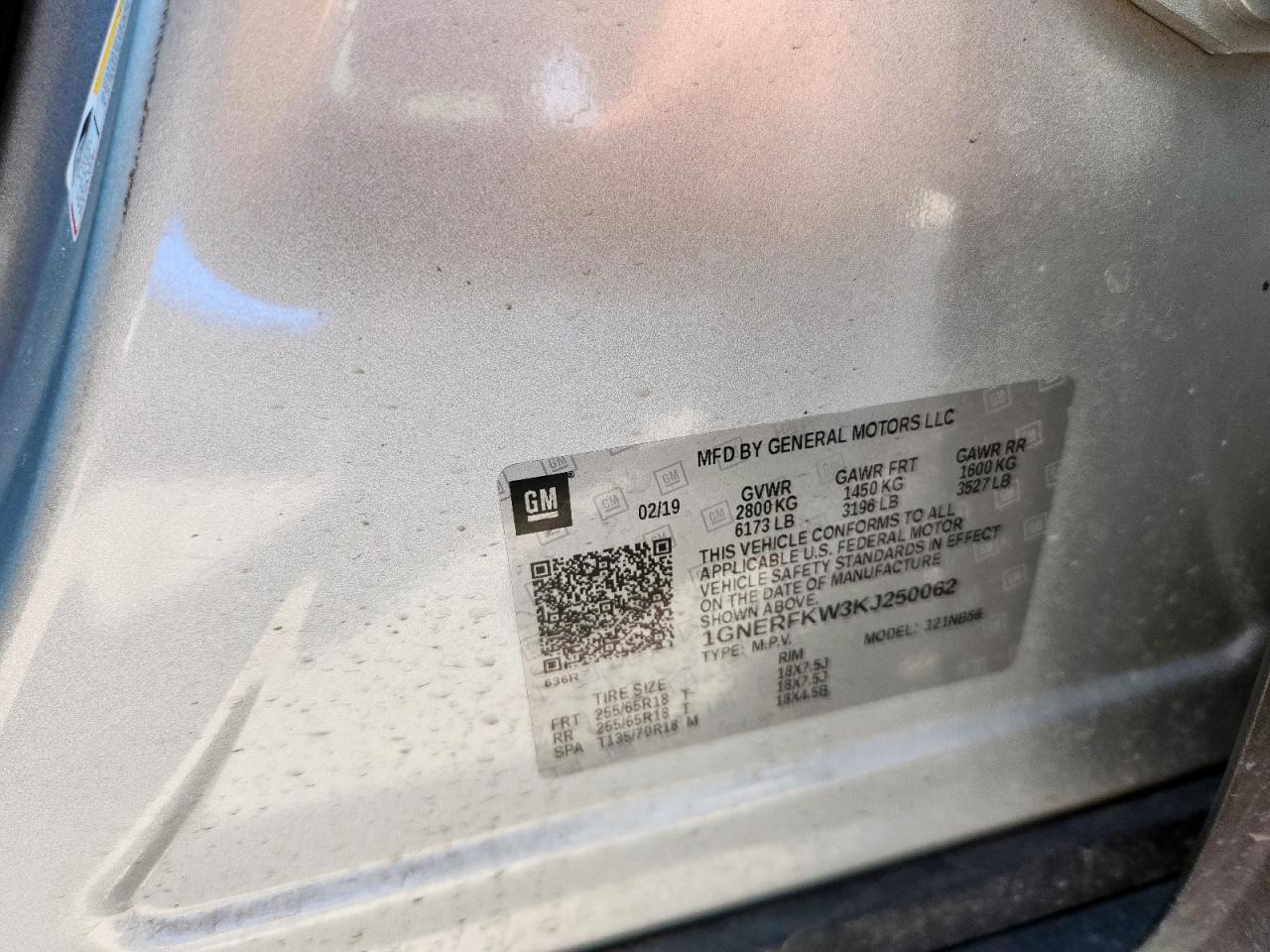 2019 Chevrolet Traverse Ls VIN: 1GNERFKW3KJ250062 Lot: 69962845