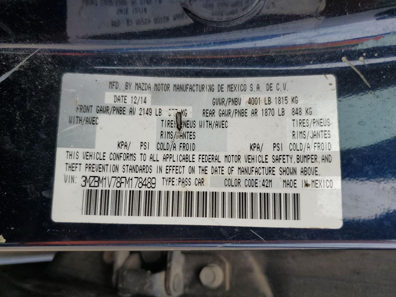 2015 Mazda 3 Touring VIN: 3MZBM1V78FM178489 Lot: 69626895