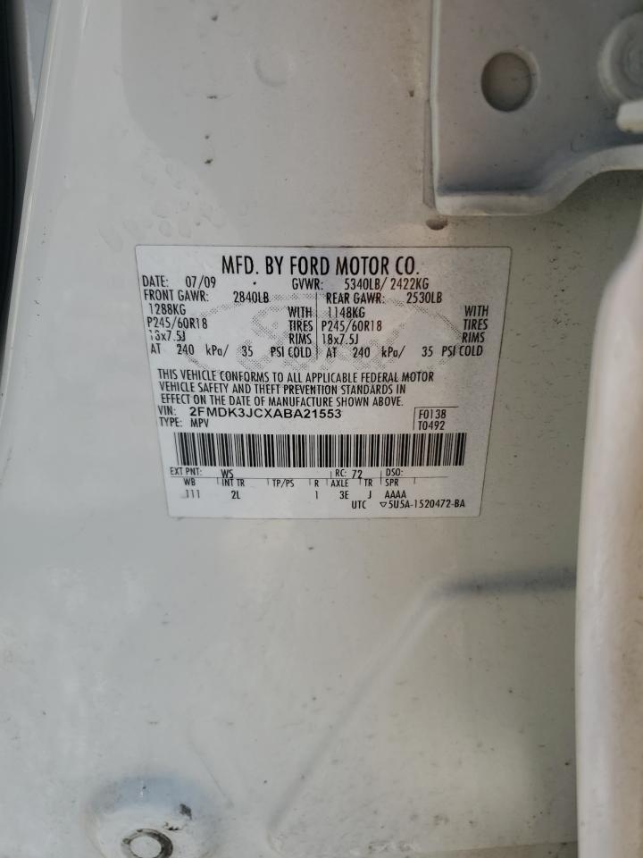 2010 Ford Edge Sel VIN: 2FMDK3JCXABA21553 Lot: 69052445