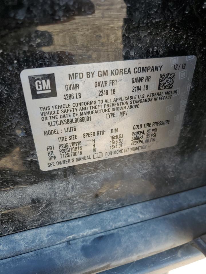 2020 Chevrolet Trax Ls VIN: KL7CJKSB9LB086001 Lot: 67998605