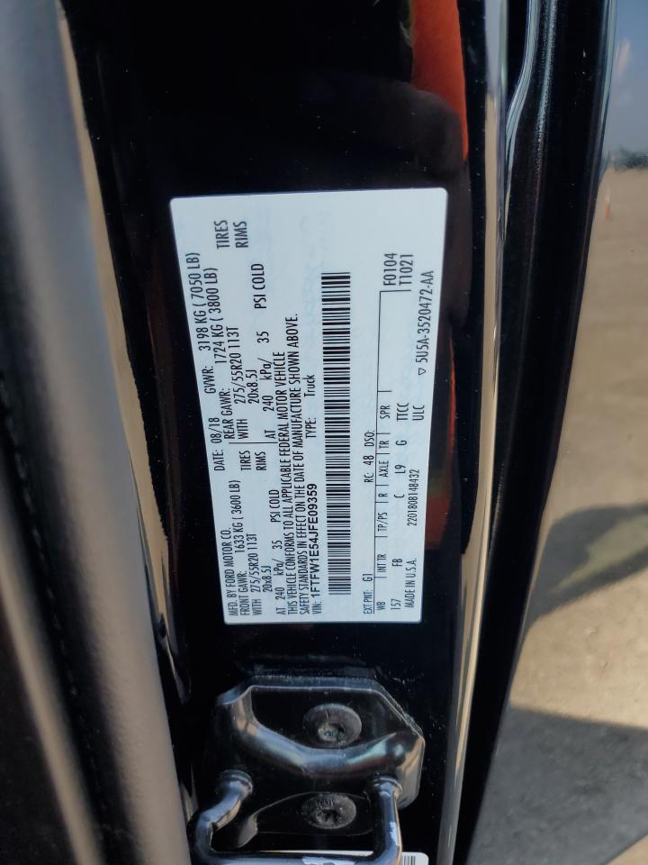 2018 Ford F150 Supercrew VIN: 1FTFW1E54JFE09359 Lot: 69051925