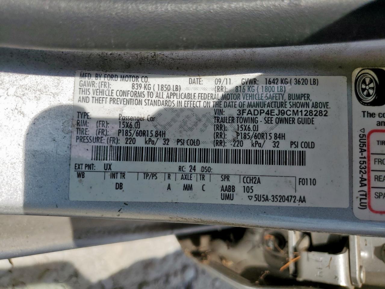 2012 Ford Fiesta Se VIN: 3FADP4EJ9CM128282 Lot: 68672415