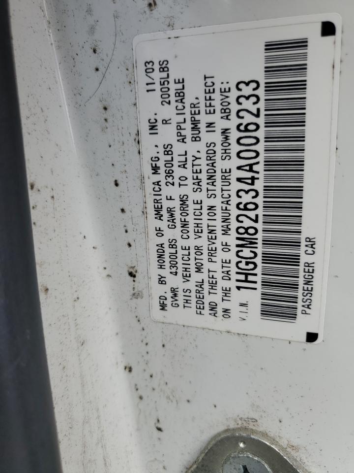 2004 Honda Accord Ex VIN: 1HGCM82634A006233 Lot: 70529905