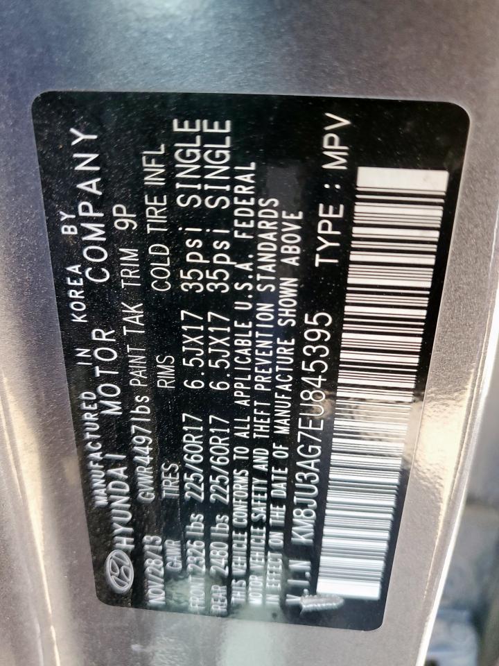 2014 Hyundai Tucson Gls VIN: KM8JU3AG7EU845395 Lot: 67636925