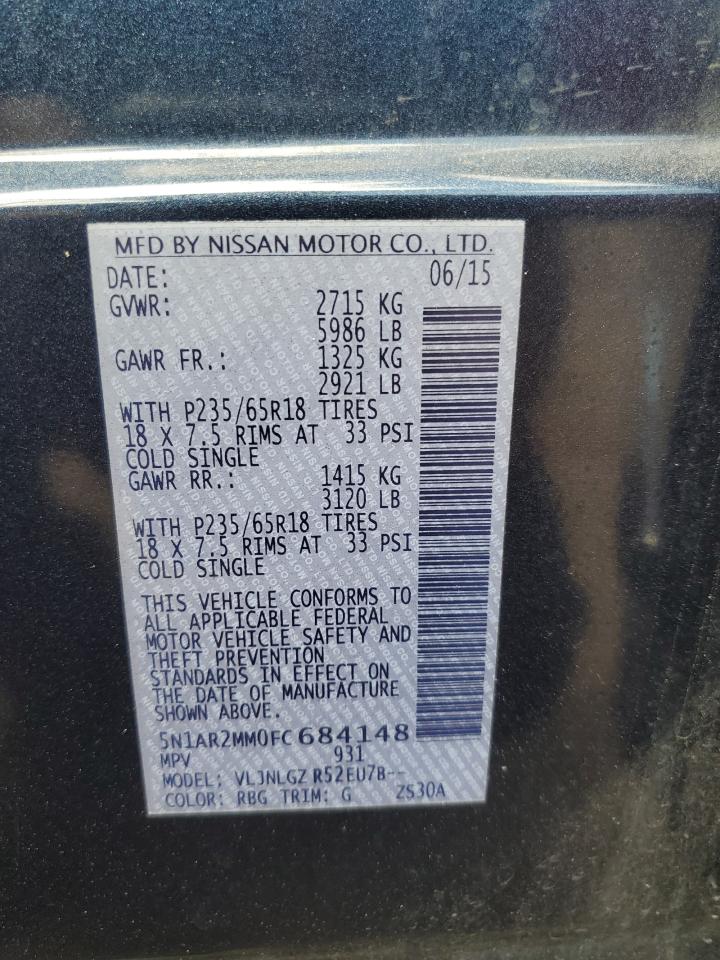 2015 Nissan Pathfinder S VIN: 5N1AR2MM0FC684148 Lot: 70601705