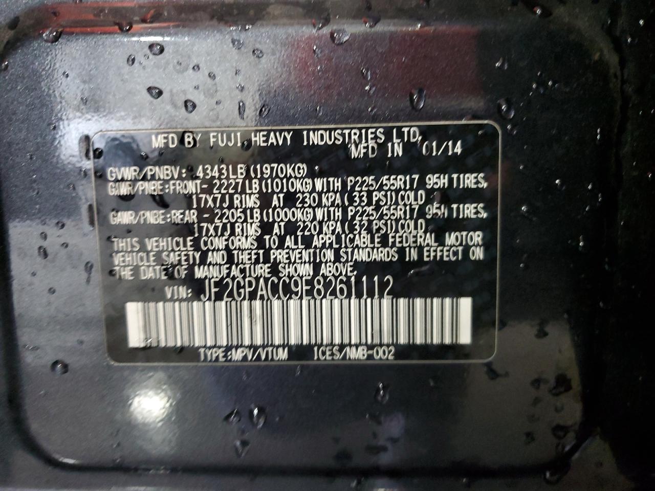 2014 Subaru Xv Crosstrek 2.0 Premium VIN: JF2GPACC9E8261112 Lot: 70695725