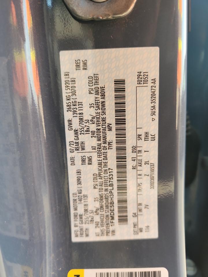 2023 Ford Bronco Base VIN: 1FMDE5BH3PLB75317 Lot: 67583545