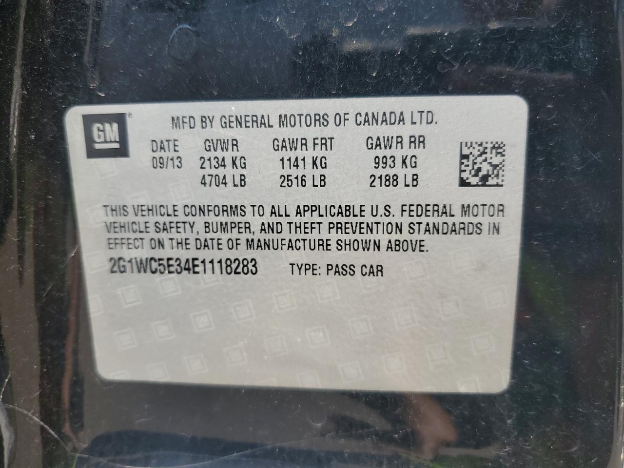 2014 Chevrolet Impala Limited Ltz VIN: 2G1WC5E34E1118283 Lot: 68154735