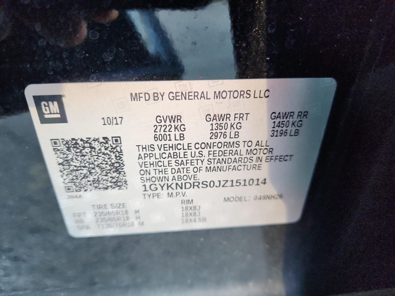 2018 Cadillac Xt5 Luxury VIN: 1GYKNDRS0JZ151014 Lot: 69422085