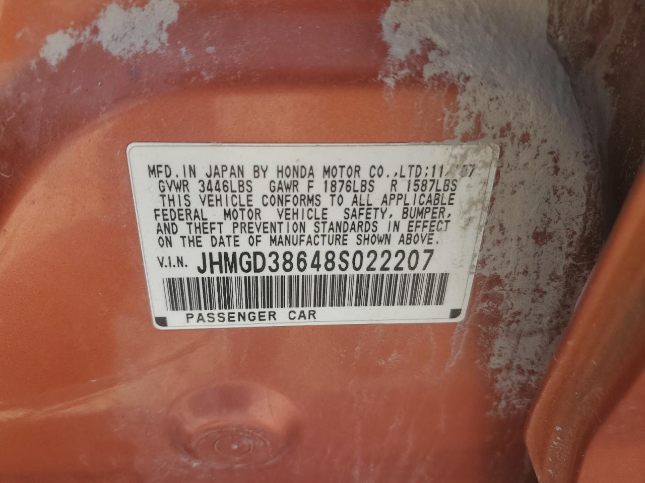 2008 Honda Fit Sport VIN: JHMGD38648S022207 Lot: 67628525