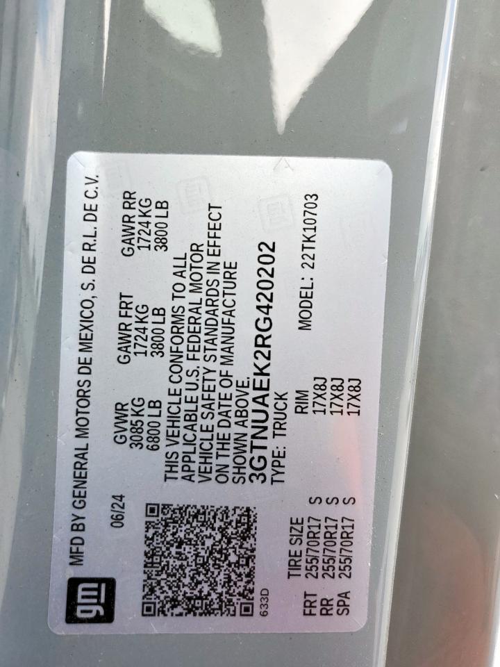 2024 GMC Sierra K1500 VIN: 3GTNUAEK2RG420202 Lot: 67908835