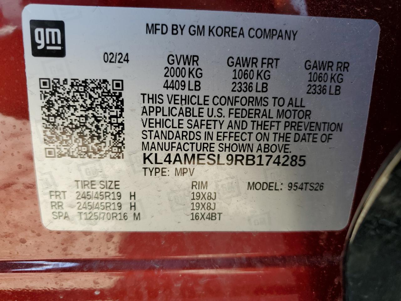 2024 Buick Encore Gx Sport Touring VIN: KL4AMESL9RB174285 Lot: 70550325